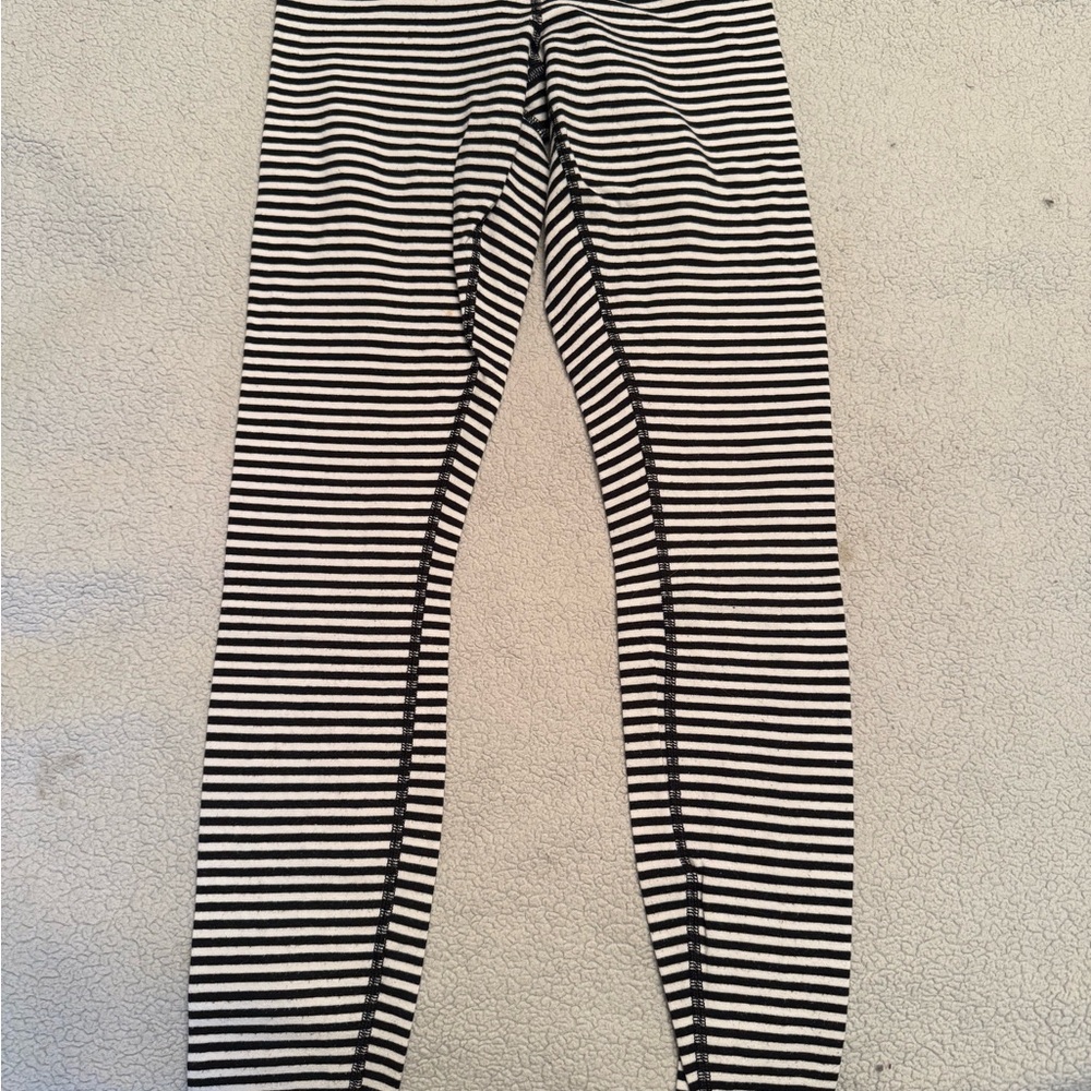 Lululemon Athletica Black and White Striped Leggings